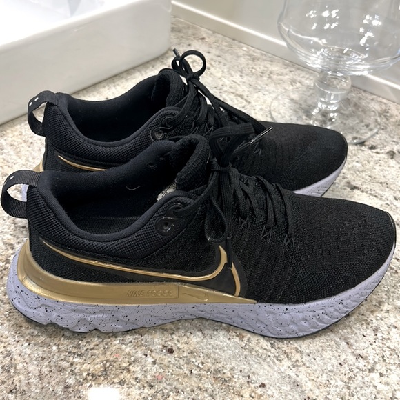 Nike Black, Gold + Lavendar React Shoes - Picture 3 of 5